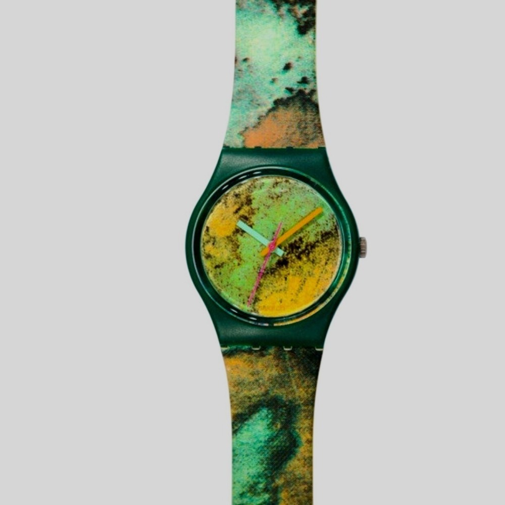 Vintage Swatch Quartz Watch‎ 1988 OLD BOND  GG102 Green Abstract New Wave Swiss